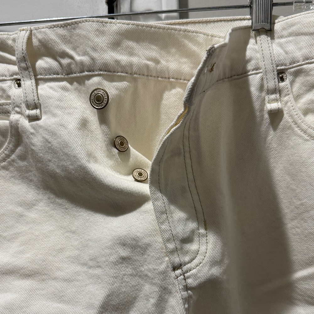 Cream High-Waist Denim Shorts - Picture 3 of 6